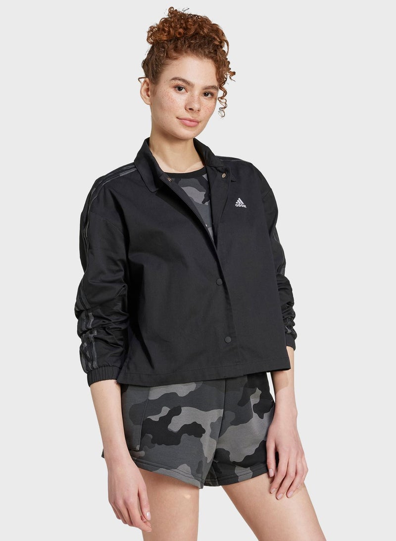 Camo Printed 3 Stripe Jacket