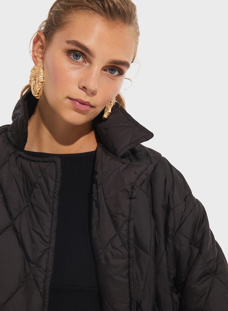 Quilted Pocket Detail Bomber Jacket