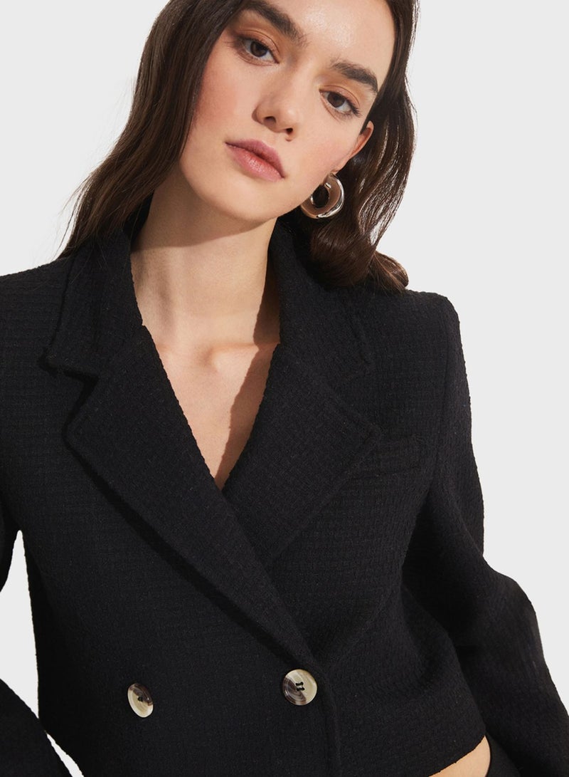 Button Detail Crop Jacket