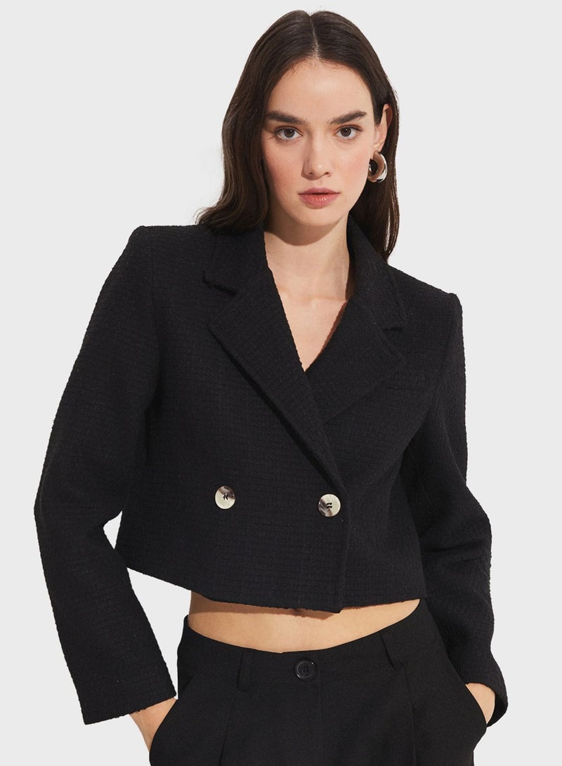 Button Detail Crop Jacket