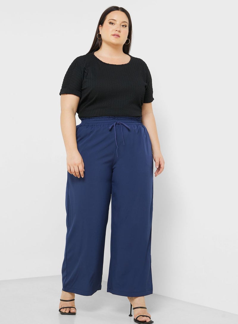 Elasticised Waist Wide Fit Pants