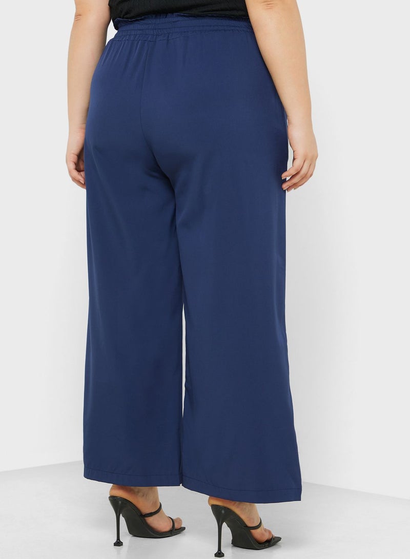 Elasticised Waist Wide Fit Pants