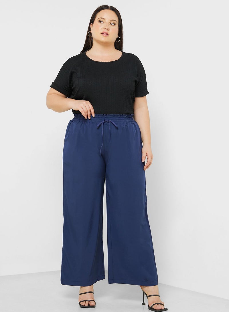 Elasticised Waist Wide Fit Pants