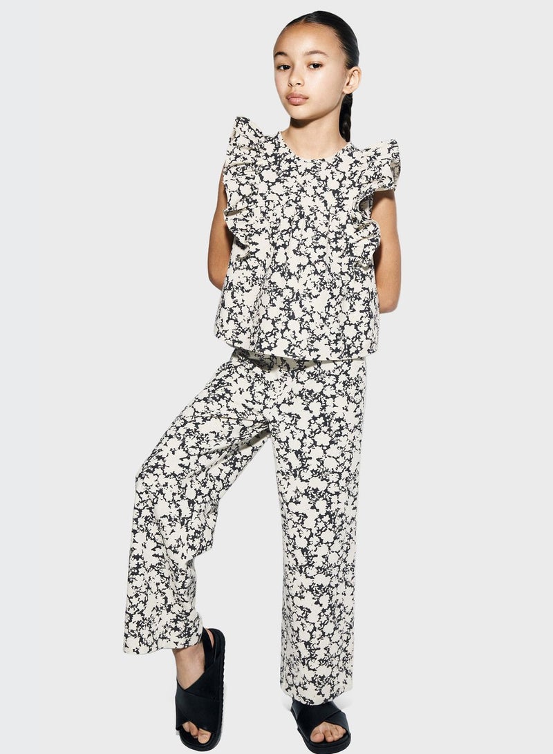 Kids Printed Linen Trousers