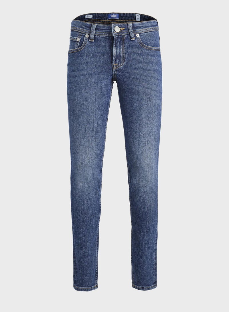 Youth Mid Wash Straight  Fit Jeans