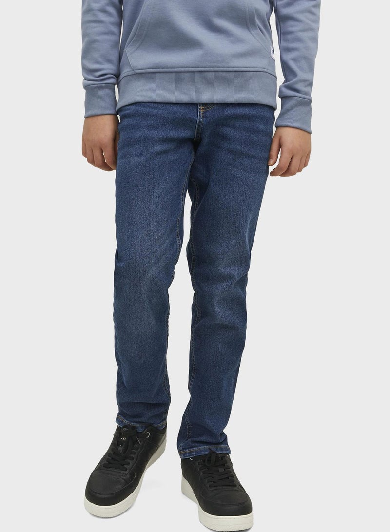 Youth Mid Wash Straight  Fit Jeans