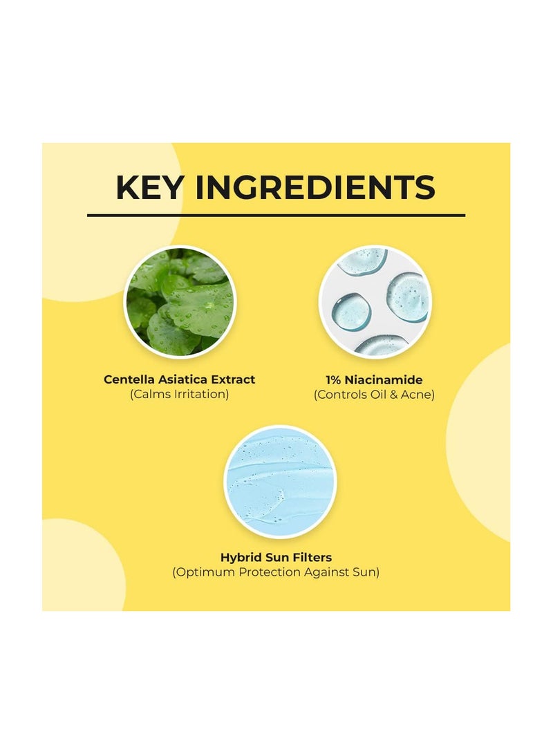Centella & Niacinamide Sunscreen Spf 50 Pa+++ For Oily&Acne-Prone Skin, Water-Resistant, Protects Against Uva & Uvb Rays For Unisex, 50g