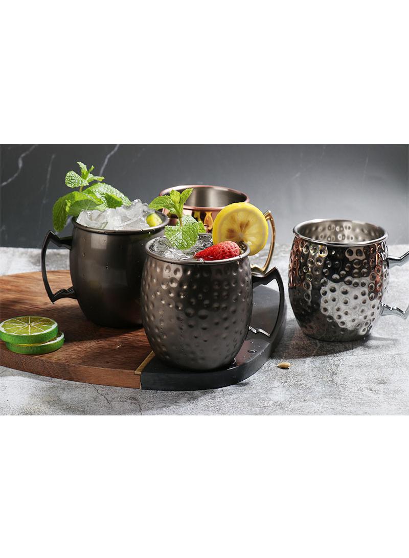1-Pieces Moscow Mule Cup Stainless Steel Copper Hammered Cups Ice Drinking Cup Golden 530ml