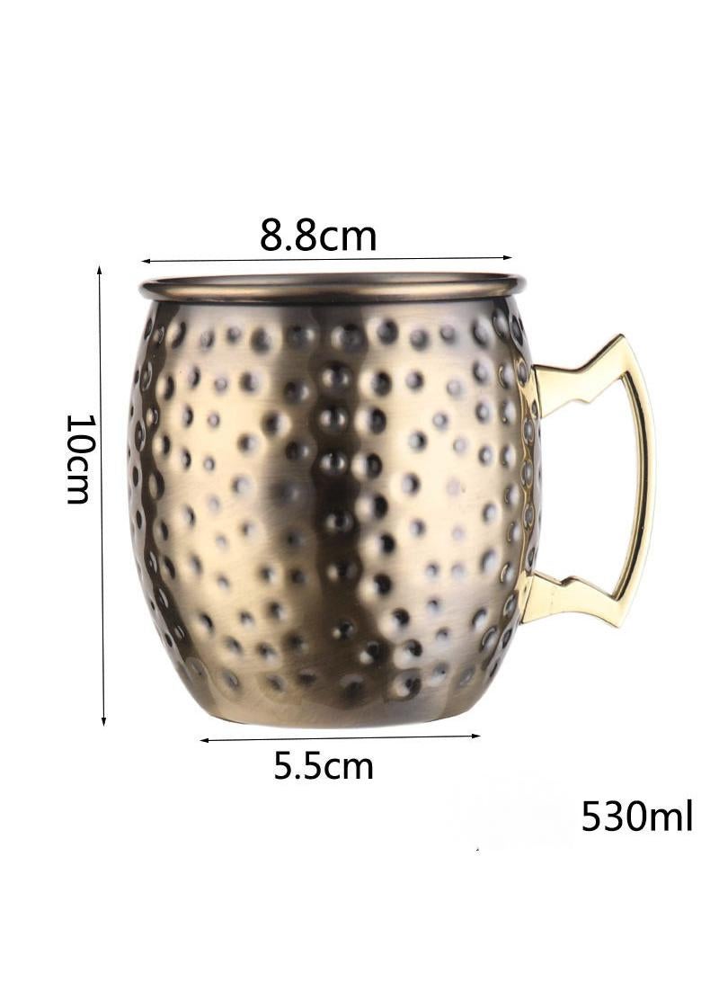 1-Pieces Moscow Mule Cup Stainless Steel Copper Hammered Cups Ice Drinking Cup Golden 530ml