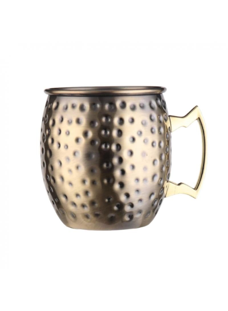 1-Pieces Moscow Mule Cup Stainless Steel Copper Hammered Cups Ice Drinking Cup Golden 530ml