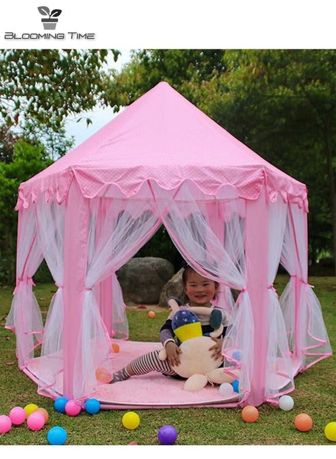 Children's Tent Indoor Tulle Hexagonal Baby Decoration Play House Princess Play Castle Tent Doll House Pink