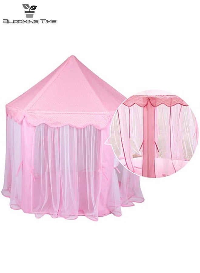 Children's Tent Indoor Tulle Hexagonal Baby Decoration Play House Princess Play Castle Tent Doll House Pink