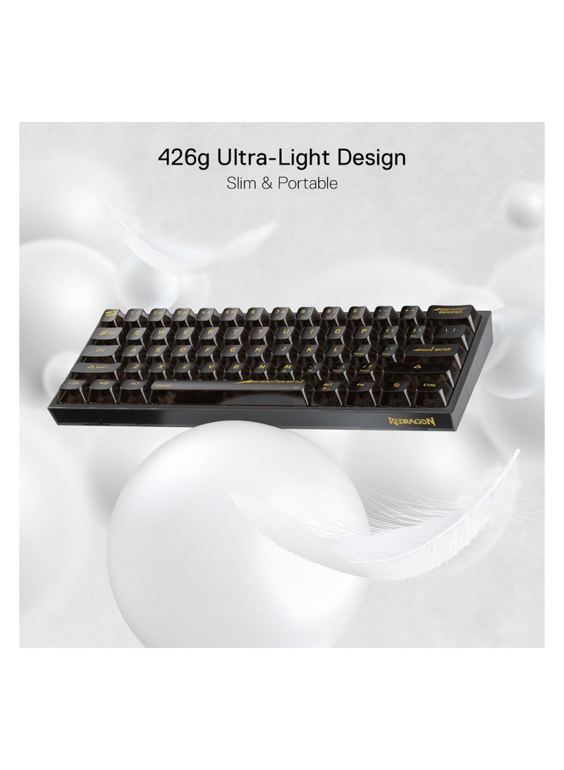 K617 SE 60% Wired RGB Gaming Keyboard, 61 Keys Compact Full-Transparent Mechanical Keyboard w/Translucent Board, Custom Linear Switch, Pro Driver/Software Supported