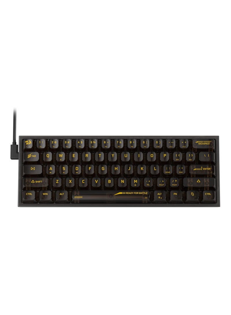 K617 SE 60% Wired RGB Gaming Keyboard, 61 Keys Compact Full-Transparent Mechanical Keyboard w/Translucent Board, Custom Linear Switch, Pro Driver/Software Supported