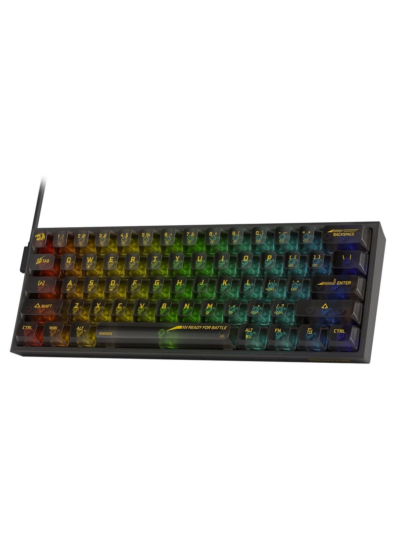 K617 SE 60% Wired RGB Gaming Keyboard, 61 Keys Compact Full-Transparent Mechanical Keyboard w/Translucent Board, Custom Linear Switch, Pro Driver/Software Supported