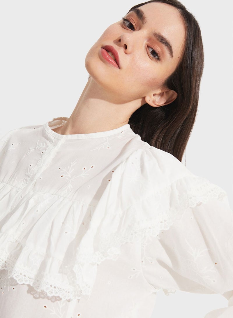 Puff Sleeve Lace Top