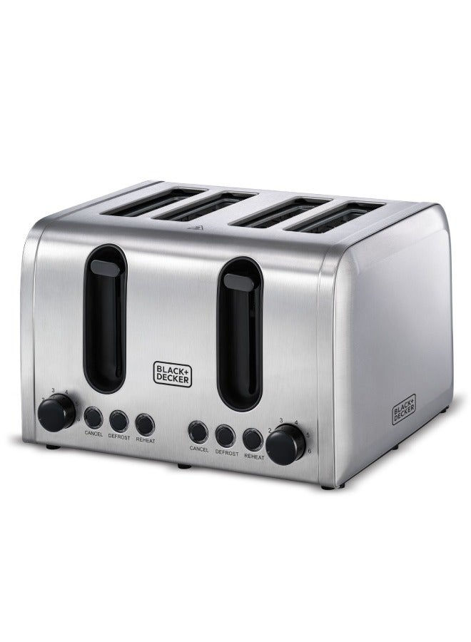 4-Slice Toaster, Double-Sided Heating, 6 Browning Levels, Defrost, Reheat, Cancel Functions, Extra-Wide Slots, Dual Browning Control, Removable Crumb Tray, 2100 W ET444-B5 Silver