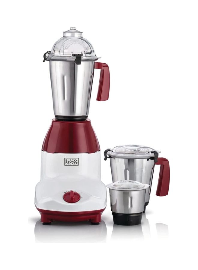 3-in-1 Multifunctional Mixer Grinder with 3 Jars Set: Blender, Wet & Dry Grinder and a Chutney Jar Years Warranty 750 W MG750-B5 white and red