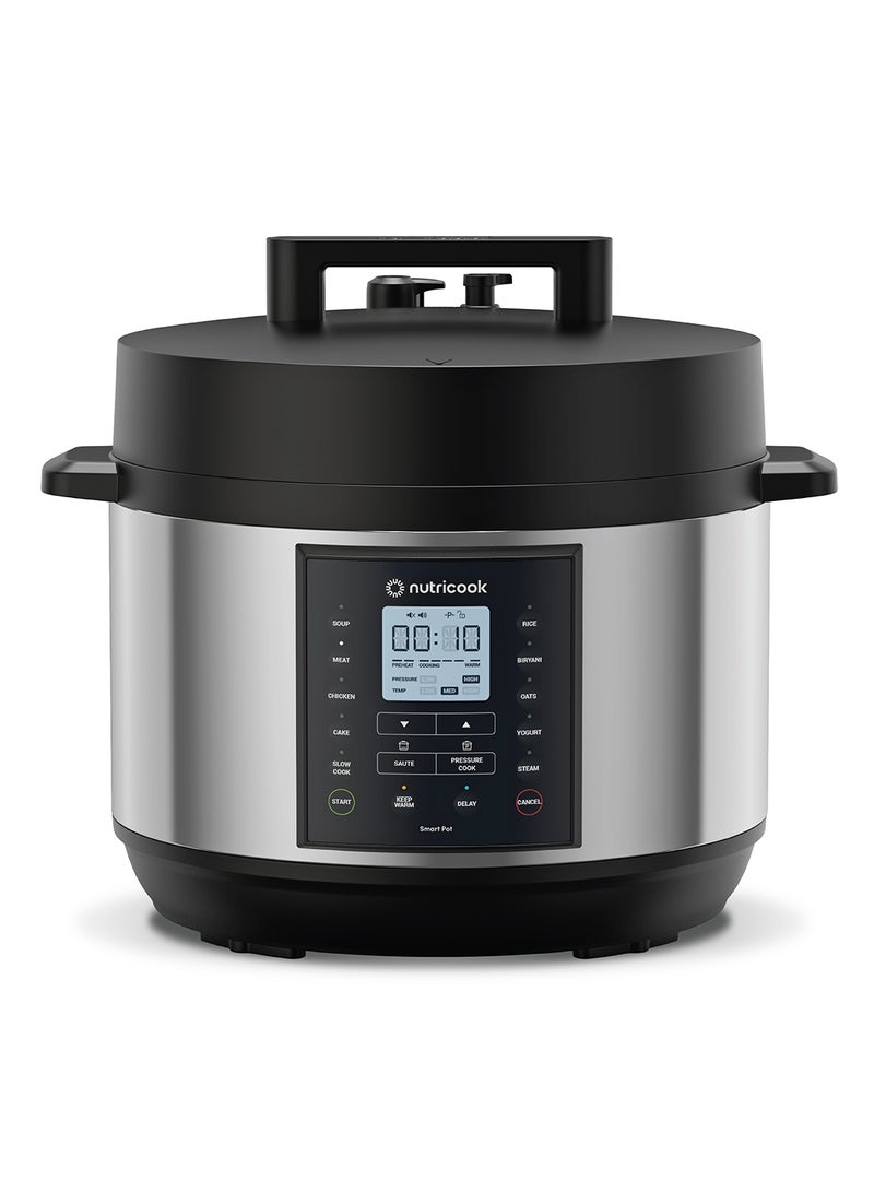 Electric Pressure Cooker,9.5 Liters, Smart Pot 2 Plus, 9 in 1 Rice Cooker, Slow Cooker, Steamer, Sauté Pot, Yogurt Maker, Soup Maker, Cake Maker, Food Warmer , 13 Smart Programs, 9.5 L 1500 W SP210L Silver/ Black