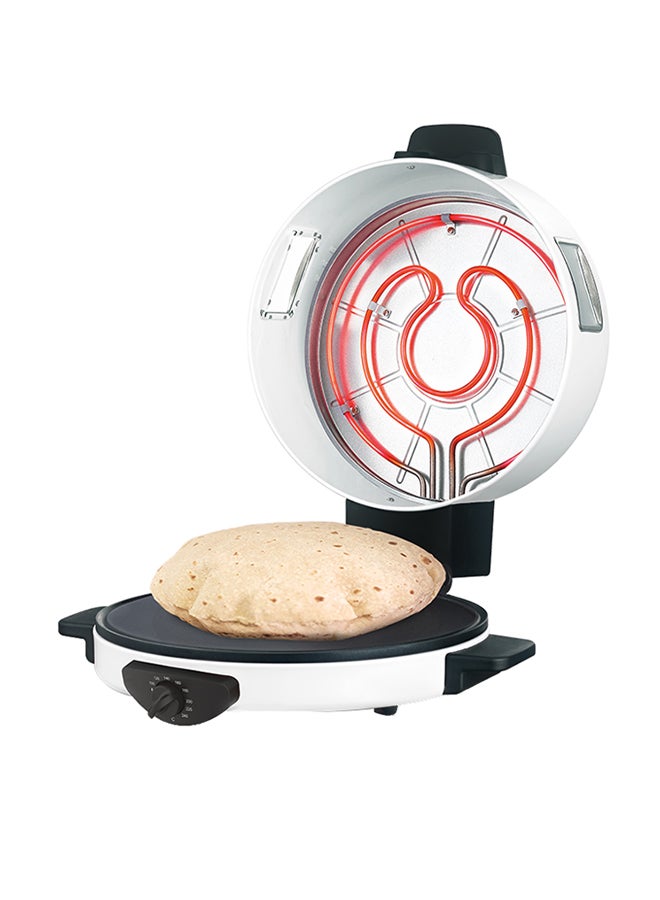 Roti/Tortilla/Pizza Bread Maker with a Viewing Window, Adjustable Temperature Control and Non-Stick Heating Plate 1800 W NL-RM-4979G-WH White