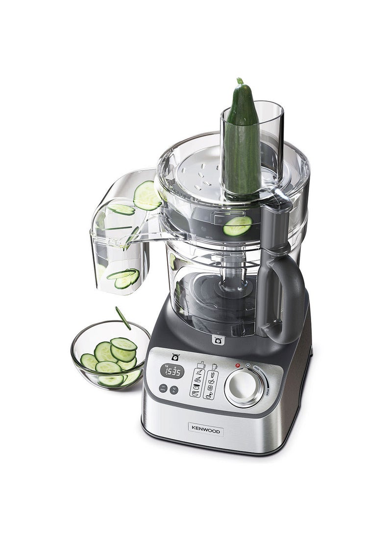 Food Processor, 3L Food Processor, 1.5L Thermo Resist Glass Blender, 11 Processing Attachments, Glass Multi Mill, Juice Extractor, Digital Display, Kitchen Scale, 3 L 1000 W FDM71.980SS silver