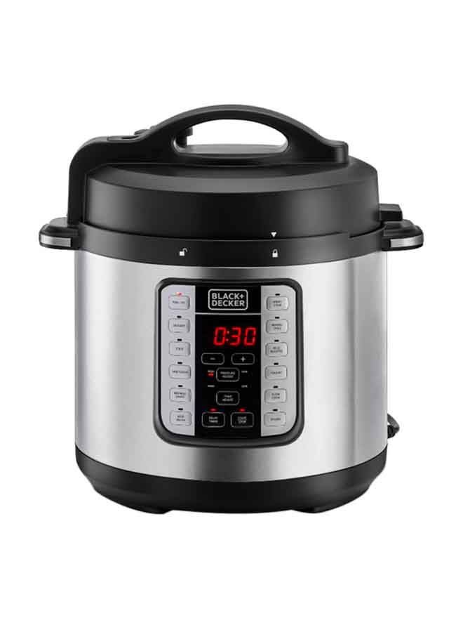 EZ Smart Steam Pot, Multi-Cooker, 7-in-1 Programmable Electric Pressure Cooker, Digital LED Display, Overheating Protection, Delay Timer, 6 L 1000 W PCP1000-B5 Silver/Black