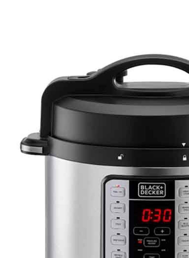 EZ Smart Steam Pot, Multi-Cooker, 7-in-1 Programmable Electric Pressure Cooker, Digital LED Display, Overheating Protection, Delay Timer, 6 L 1000 W PCP1000-B5 Silver/Black