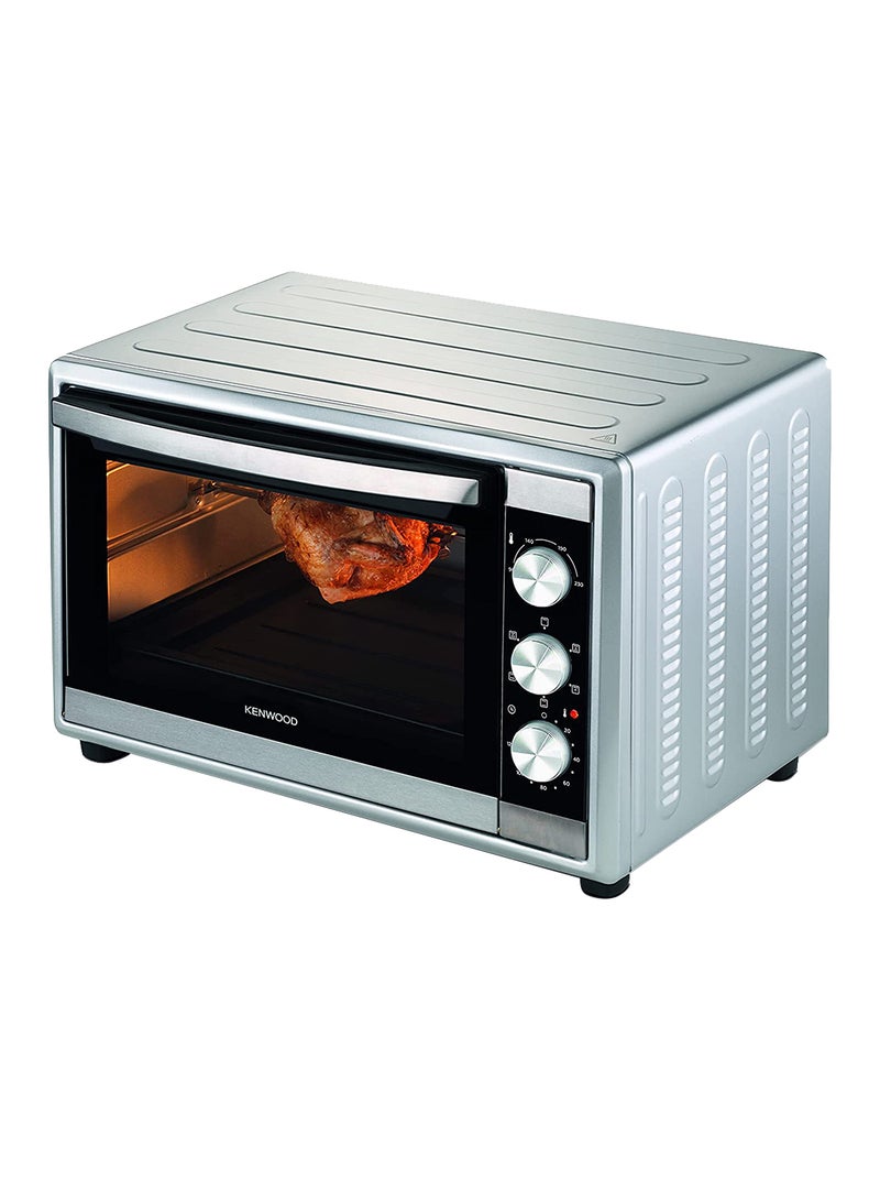 Oven Toaster Grill Large Capacity Double Glass Door Multifunctional With Rotisserie And Convection Function For Grilling, Toasting, Broiling, Baking, Defrosting, Stainless Steel 56 L 2200 W MOM56.000SS Silver