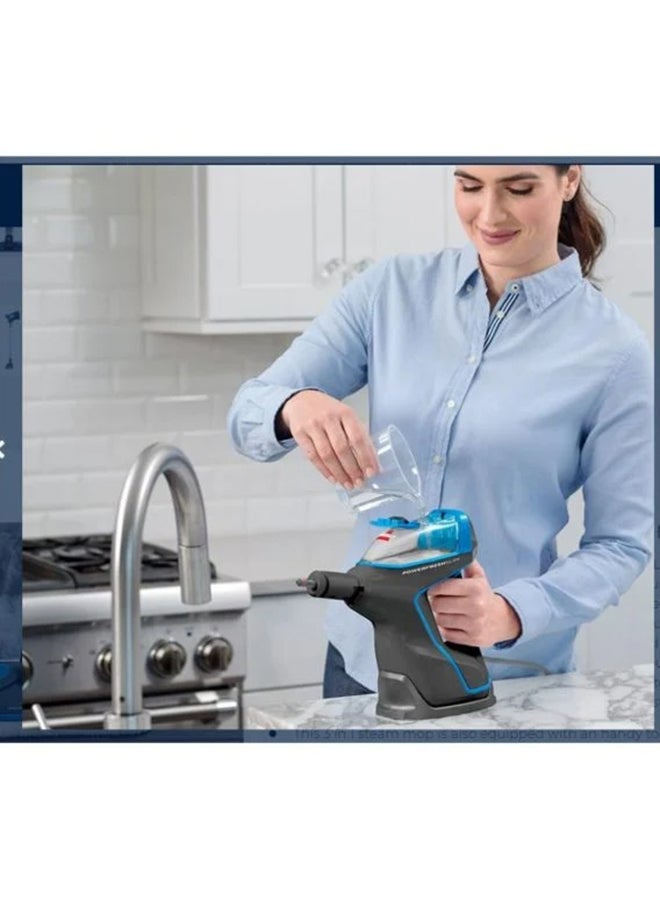 PowerFresh Slim Steam 3-in-1: Versatile Cleaning, On-Demand Steam Trigger, Multi-Surface Cleaning, Slim and Maneuverable, Suitable for All Hard Floors 1500 W 2233E Titanium Blue