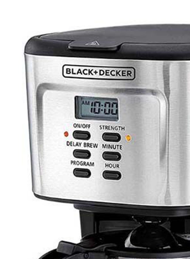 12-Cup Coffee Maker, Programmable Drip Coffee Machine, 1.5L Glass Carafe, 24-Hour Timer, Keep Warm Function, LCD Display, Auto Shut-Off, Boil Dry Protection, 1.5 L 900 W DCM85-B5 Black/Silver