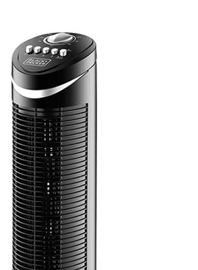 Tower Fan with 3 Speed Settings, 50W 65° Oscillation, Quiet Operation, Portable Design with Carry Handle, 120-Min Timer, Adjustable Airflow for Home or Travel TF50-B5 Black