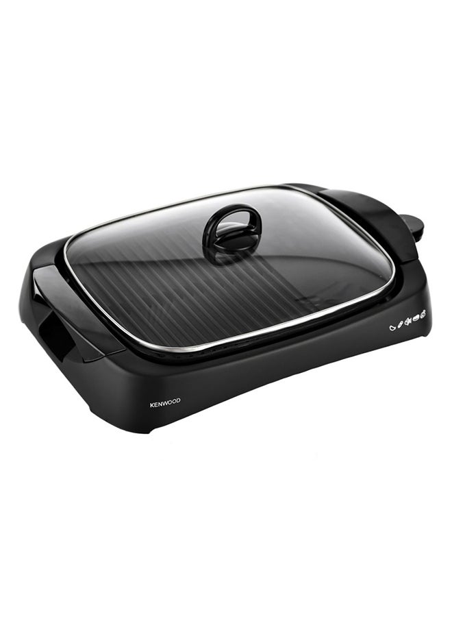 Health Grill, Glass Lid, Variable Temperature Control, Drip Tray, Oil Draining Channels, 1700 W HG230 Black/Clear