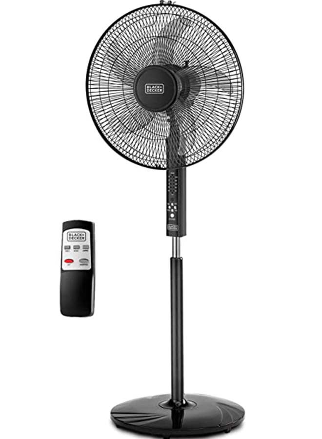 60W Stand Fan 16 Inch Diameter, 90° Wide Swing 3 Speeds Plus Modes And 5AS Blade, For The Perfect Temperature 60 W FS1620-B5 Black