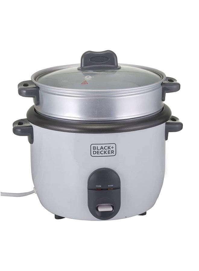 Rice Cooker, Multifunctional Cooking Options, Removable Non-Stick Bowl, Steaming Tray, Water Level Indicator, Glass Lid, Cool Touch Handle, Compact, 1.8 L 700 W RC1860-B5 White