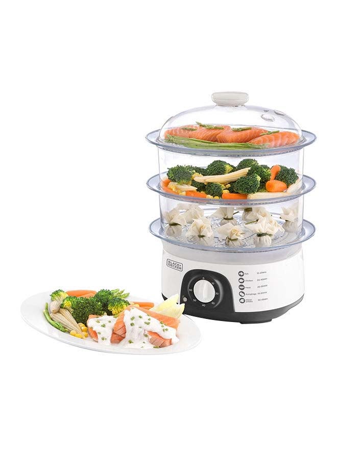 Food Steamer, 3-Tier Detachable Design, Timer Control, Quick & Easy Meal Prep, Dishwasher Safe, Lightweight 1.98 Kg, 220-240V, Efficient and Compact, 775 W HS6000-B5 White