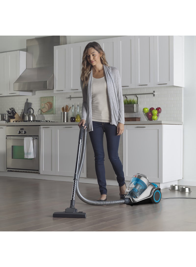 Power 7 Bagless Cyclonic Canister Vacuum Cleaner With HEPA Filter, Powerful Performance For Home And Office, Large Capacity - 4 L 2400 W HC84-P7A-ME Blue/Silver