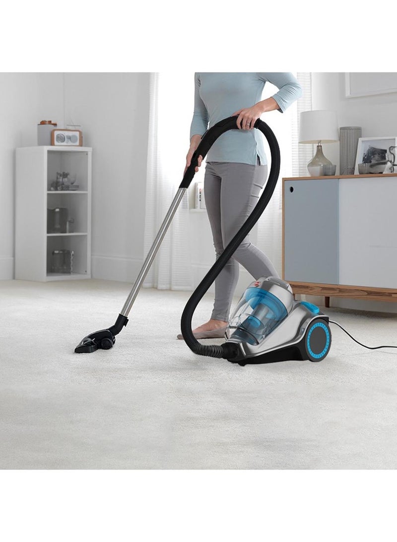 Power 7 Bagless Cyclonic Canister Vacuum Cleaner With HEPA Filter, Powerful Performance For Home And Office, Large Capacity - 4 L 2400 W HC84-P7A-ME Blue/Silver