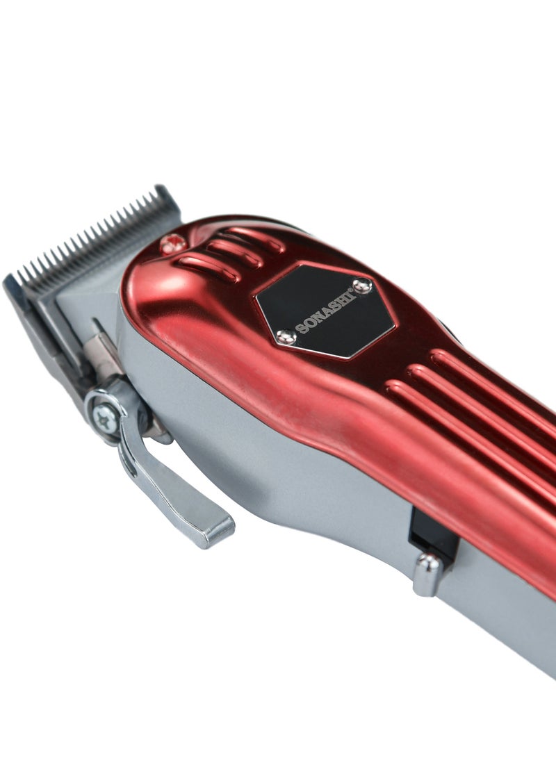 Rechargeable Hair Clipper With Digital LCD Display  2 Hours Continuous Working Time Sharp And Carbon Steel Cutter Blade With HighQuality Metal Body Chargeable And Cordless  SHC-1061 Red