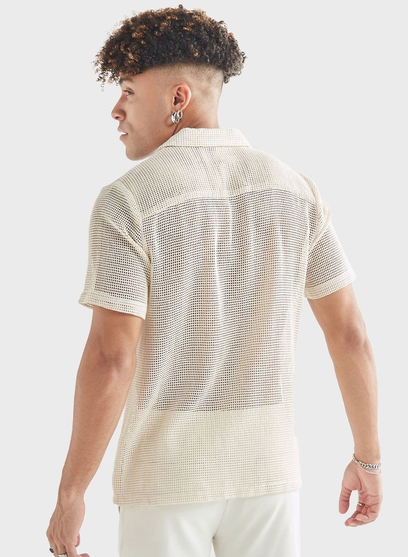 Mesh Detail Regular Fit Shirt