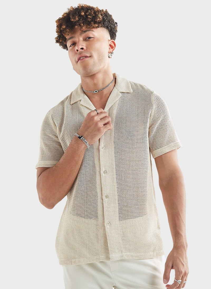 Mesh Detail Regular Fit Shirt