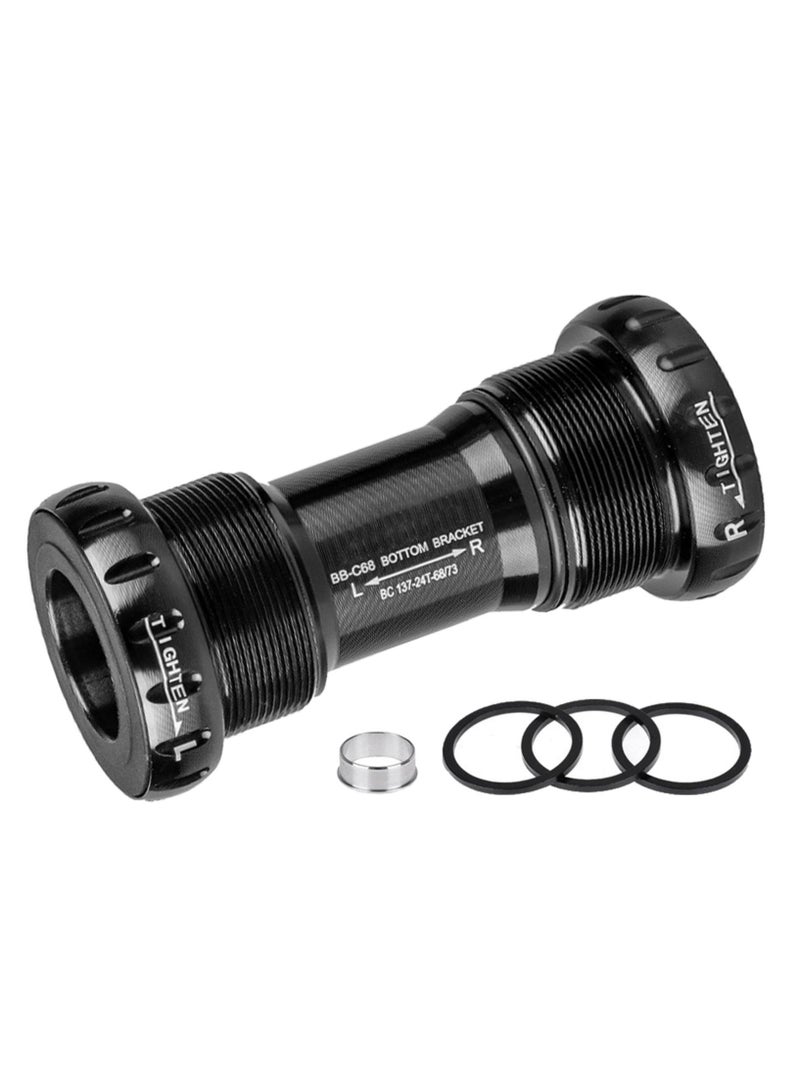 Bottom Bracket Spacer - Square-Taper Bearing Middle Shaft, Bottom Bracket Shield and Shaft Washer for Mountain Bikes, Bicycles Replacement, BB52 Screw-In Threaded Integrated Hollow Shaft