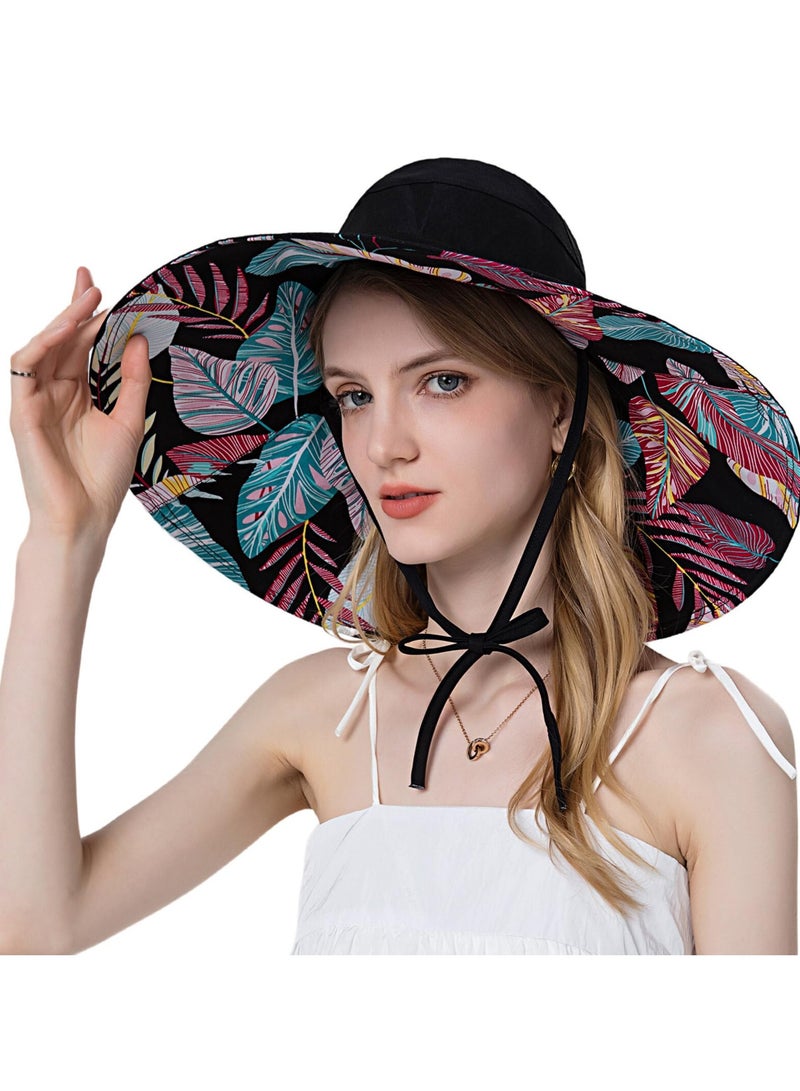 Sun Hats for Women Lovely Summer Ladies Sun Hat Floppy Cotton Wide Brim Hat Double-Sided Foldable Hats Uv Protection Travel Hat Hiking Hat Fishing Hat