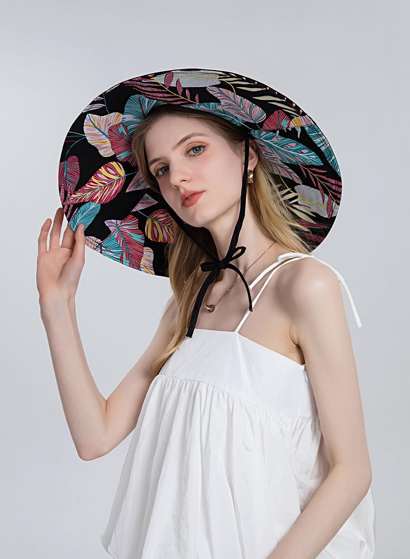 Sun Hats for Women Lovely Summer Ladies Sun Hat Floppy Cotton Wide Brim Hat Double-Sided Foldable Hats Uv Protection Travel Hat Hiking Hat Fishing Hat