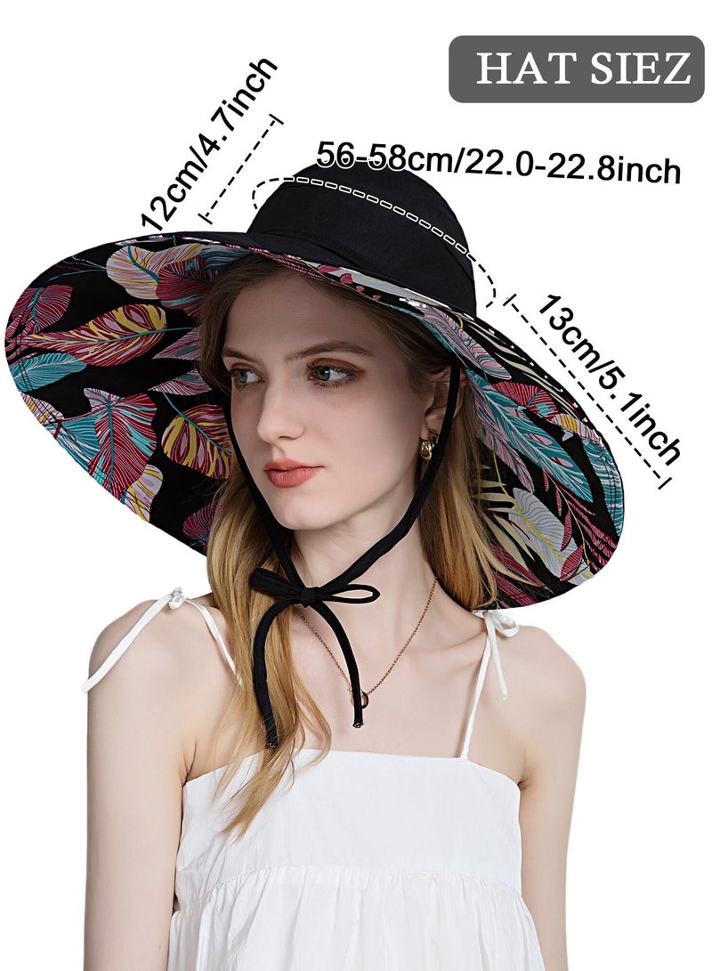 Sun Hats for Women Lovely Summer Ladies Sun Hat Floppy Cotton Wide Brim Hat Double-Sided Foldable Hats Uv Protection Travel Hat Hiking Hat Fishing Hat