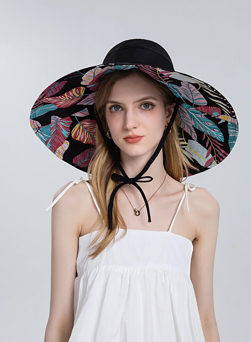Sun Hats for Women Lovely Summer Ladies Sun Hat Floppy Cotton Wide Brim Hat Double-Sided Foldable Hats Uv Protection Travel Hat Hiking Hat Fishing Hat
