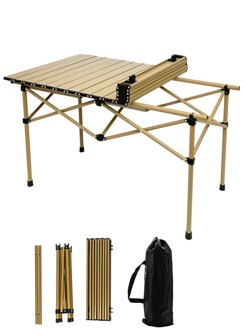 Toshionics Outdoor Folding Camping Table - Portable, Lightweight & Durable Wooden Roll-Up Table with Metal Frame & Storage Bag - Ideal for Camping, Picnic, BBQ, Fishing, Travel & Outdoor Adventures