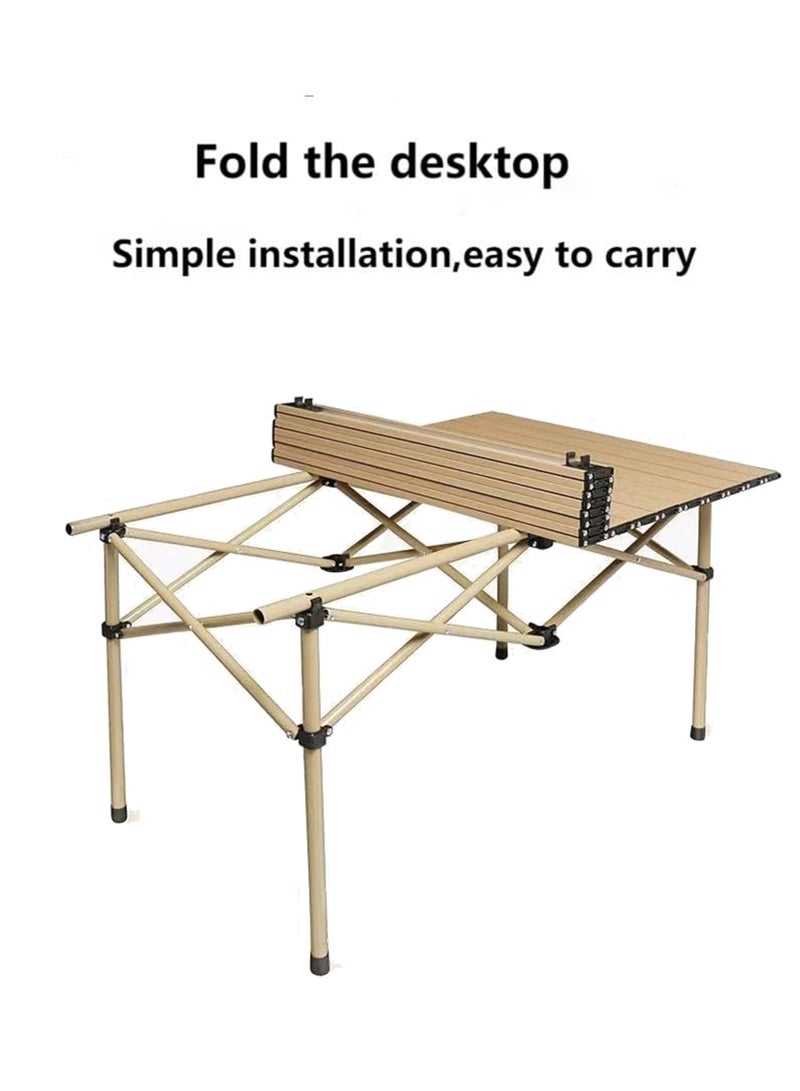 Toshionics Outdoor Folding Camping Table - Portable, Lightweight & Durable Wooden Roll-Up Table with Metal Frame & Storage Bag - Ideal for Camping, Picnic, BBQ, Fishing, Travel & Outdoor Adventures