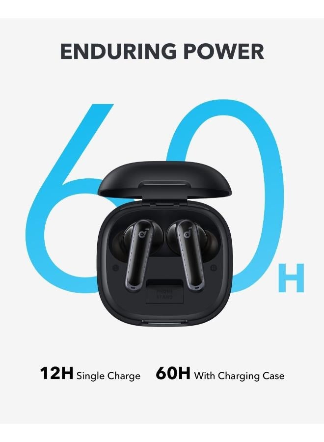 Soundcore P40i by Anker, Noise Cancelling Wireless Earbuds, Adaptive Noise Cancelling to Environments, Heavy Bass, 60H Playtime, 2-in-1 Case and Phone Stand, IPX5, Wireless Charging, Bluetooth 5.3 Black