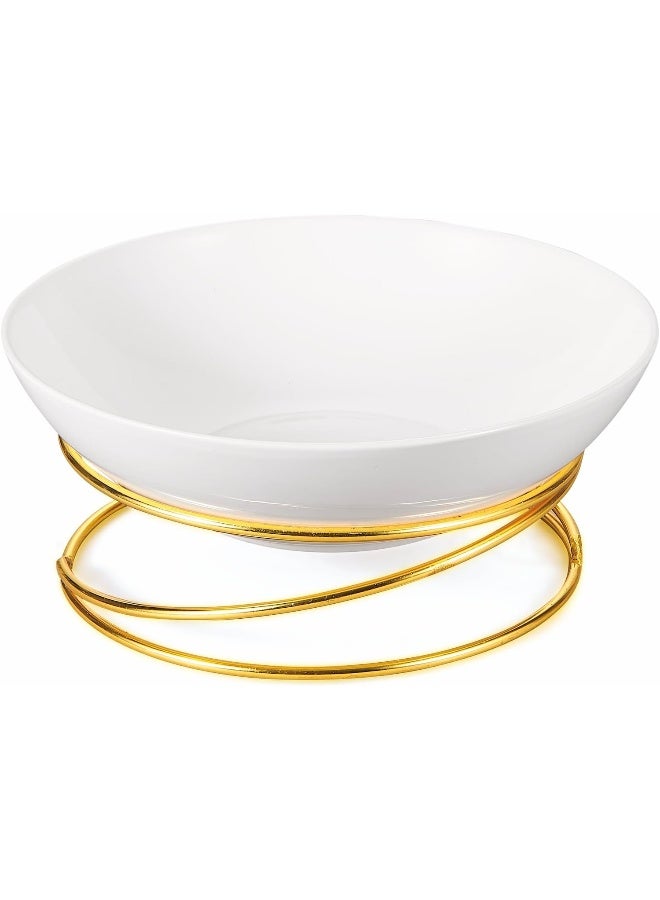 12.5 Inch Round Salad Bowl With Gold Stand