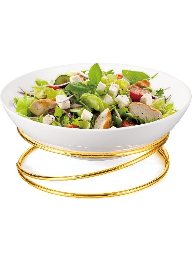 12.5 Inch Round Salad Bowl With Gold Stand